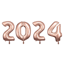 Folienballon Set Silvester XXL: 2024 - Freie Farbwahl 66-86 cm, Farbe: Rose Gold