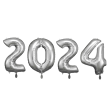 Folienballon Set Silvester XXL: 2024 - Freie Farbwahl 66-86 cm, Farbe: Silber