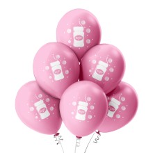 6 Luftballons Baby Flasche - Freie Farbauswahl, Farbe: Rosa