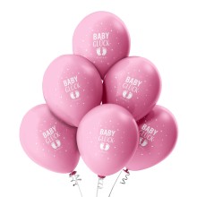 6 Luftballons Baby Glück - Freie Farbauswahl, Farbe: Rosa