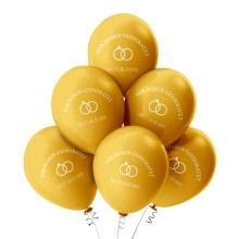 6 Luftballons Wir haben geheiratet - Freie Farbauswahl, Farbe: Gold (Metallic)