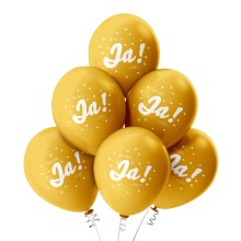 6 Luftballons Wir haben Ja gesagt - Freie Farbauswahl, Farbe: Gold (Metallic)