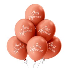 6 Luftballons Just Married - Freie Farbauswahl, Farbe: Rose Gold (Metallic)