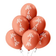 6 Luftballons Mr & Mr - Freie Farbauswahl, Farbe: Rose Gold (Metallic)