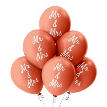 6 Luftballons Mr & Mrs - Freie Farbauswahl, Farbe: Rose Gold (Metallic)