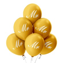 6 Luftballons Mr - Freie Farbauswahl, Farbe: Gold (Metallic)