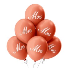 6 Luftballons Mrs - Freie Farbauswahl, Farbe: Rose Gold (Metallic)