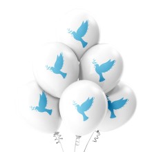 6 Luftballons Friedenstaube - Freie Farbauswahl, Farbe: Weiß