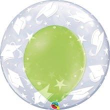 Double Bubble Ballon - Abschluss - Freie Farbwahl Ø 60 cm, Farbe: Apfelgrün