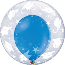 Double Bubble Ballon - Abschluss - Freie Farbwahl Ø 60 cm, Farbe: Blau