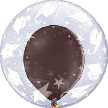 Double Bubble Ballon - Abschluss - Freie Farbwahl Ø 60 cm, Farbe: Braun