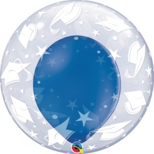 Double Bubble Ballon - Abschluss - Freie Farbwahl Ø 60 cm, Farbe: Dunkelblau