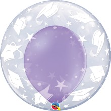 Double Bubble Ballon - Abschluss - Freie Farbwahl Ø 60 cm, Farbe: Flieder / Lavendel