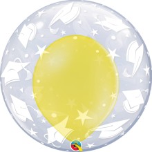 Double Bubble Ballon - Abschluss - Freie Farbwahl Ø 60 cm, Farbe: Gelb