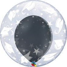 Double Bubble Ballon - Abschluss - Freie Farbwahl Ø 60 cm, Farbe: Grau