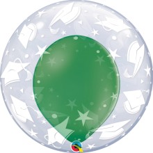 Double Bubble Ballon - Abschluss - Freie Farbwahl Ø 60 cm, Farbe: Grün