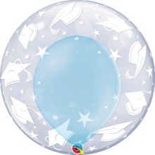 Double Bubble Ballon - Abschluss - Freie Farbwahl Ø 60 cm, Farbe: Hellblau