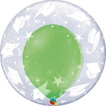 Double Bubble Ballon - Abschluss - Freie Farbwahl Ø 60 cm, Farbe: Limonengrün