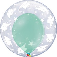 Double Bubble Ballon - Abschluss - Freie Farbwahl Ø 60 cm, Farbe: Mintgrün