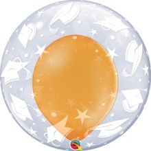 Double Bubble Ballon - Abschluss - Freie Farbwahl Ø 60 cm, Farbe: Orange