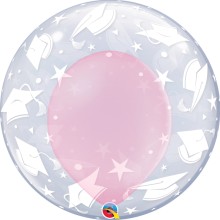 Double Bubble Ballon - Abschluss - Freie Farbwahl Ø 60 cm, Farbe: Rosa