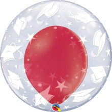 Double Bubble Ballon - Abschluss - Freie Farbwahl Ø 60 cm, Farbe: Rot