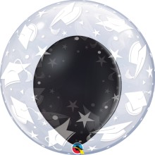 Double Bubble Ballon - Abschluss - Freie Farbwahl Ø 60 cm, Farbe: Schwarz