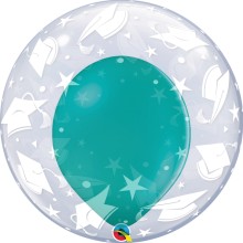 Double Bubble Ballon - Abschluss - Freie Farbwahl Ø 60 cm, Farbe: Türkis