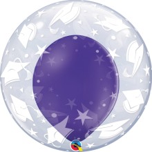 Double Bubble Ballon - Abschluss - Freie Farbwahl Ø 60 cm, Farbe: Violett