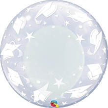 Double Bubble Ballon - Abschluss - Freie Farbwahl Ø 60 cm, Farbe: Weiß