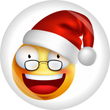 Button Smiley Emoji Weihnachten Ø 50 mm, Motiv: Freudig