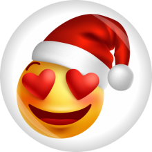 Button Smiley Emoji Weihnachten Ø 50 mm, Motiv: Herzaugen