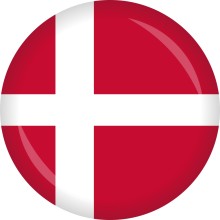 Button Flagge - WM / EM Teilnehmer Ø 50 mm, Nation: Dänemark