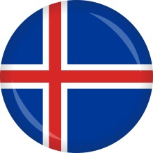 Button Flagge - WM / EM Teilnehmer Ø 50 mm, Nation: Island