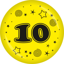 Button Zahl - 10 Ø 50 mm, Farbe: Gelb
