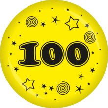 Button Zahl - 100 Ø 50 mm, Farbe: Gelb