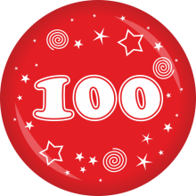 Button Zahl - 100 Ø 50 mm, Farbe: Rot