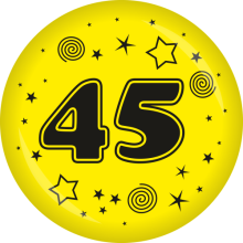 Button Zahl - 45 Ø 50 mm, Farbe: Gelb