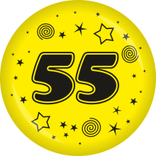 Button Zahl - 55 Ø 50 mm, Farbe: Gelb