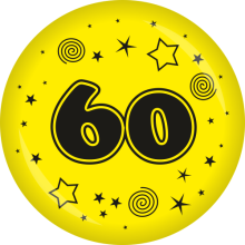 Button Zahl - 60 Ø 50 mm, Farbe: Gelb