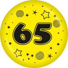 Button Zahl - 65 Ø 50 mm, Farbe: Gelb