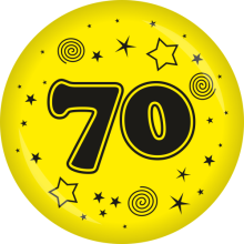 Button Zahl - 70 Ø 50 mm, Farbe: Gelb