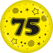 Button Zahl - 75 Ø 50 mm, Farbe: Gelb