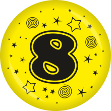 Button Zahl - 8 Ø 50 mm, Farbe: Gelb