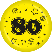 Button Zahl - 80 Ø 50 mm, Farbe: Gelb