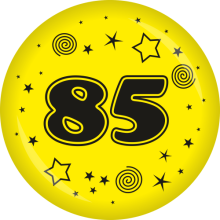 Button Zahl - 85 Ø 50 mm, Farbe: Gelb