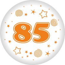 Button Zahl - 85 Ø 50 mm, Farbe: Weiß & Orange