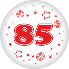 Button Zahl - 85 Ø 50 mm, Farbe: Weiß & Rot
