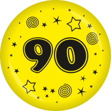 Button Zahl - 90 Ø 50 mm, Farbe: Gelb