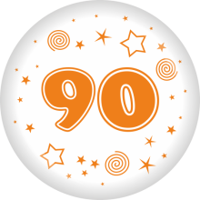 Button Zahl - 90 Ø 50 mm, Farbe: Weiß & Orange